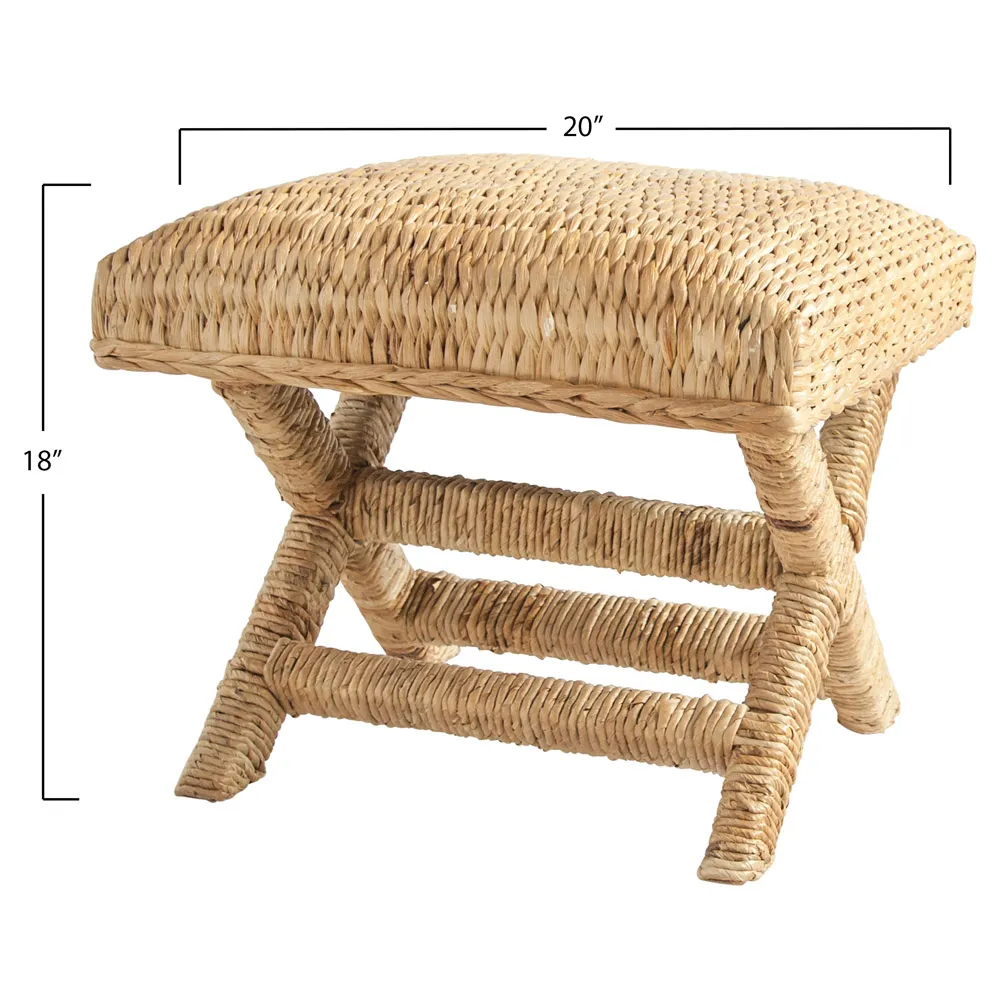 Vera Square Stool - Brown, Water Hyacinth