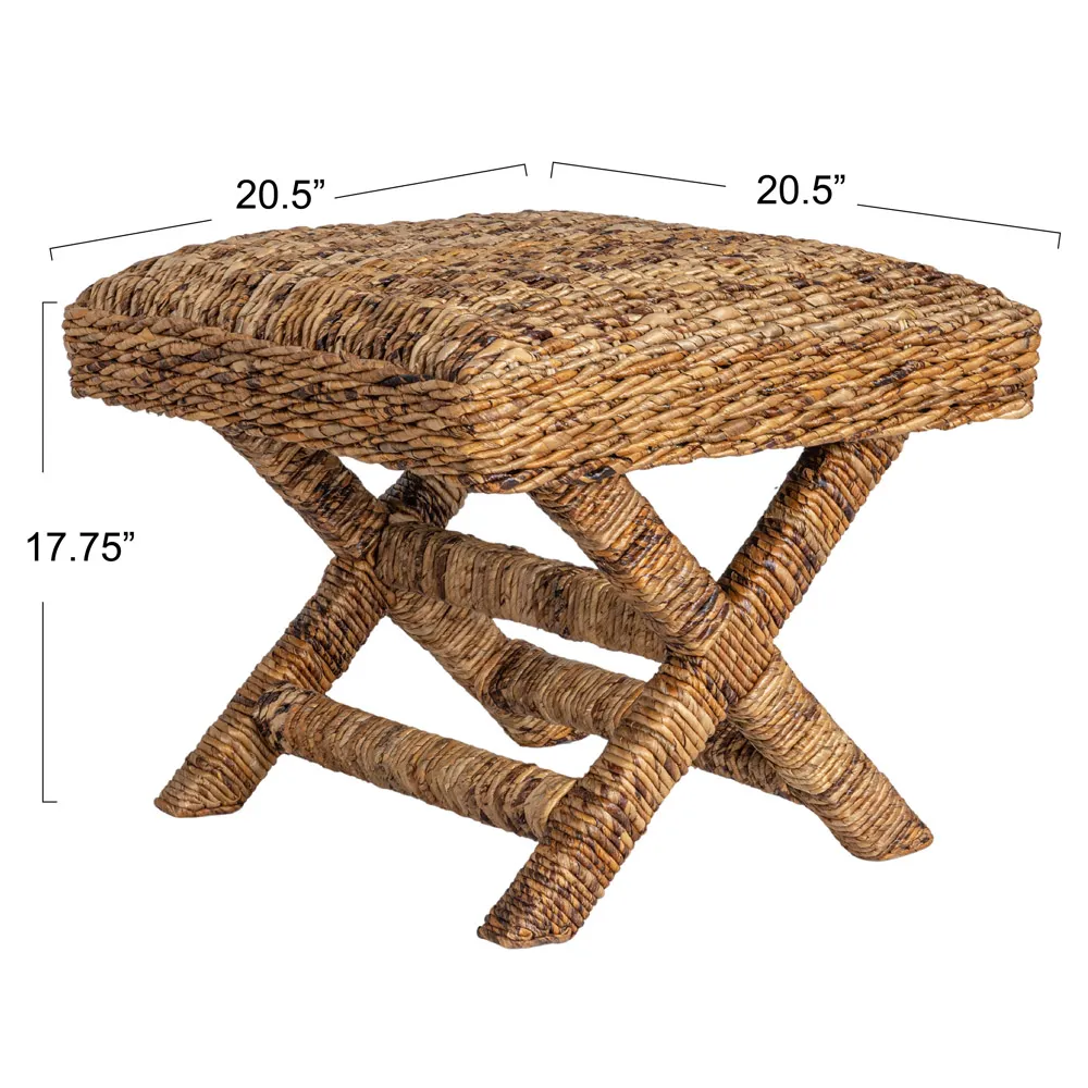 Vera Square Stool - Natural, Banana Leaf