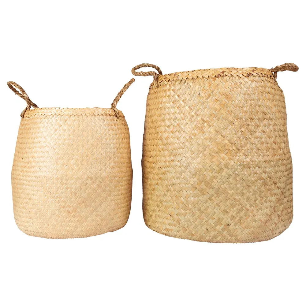 Verena Woven Seagrass Floor Basket Set of 2 - Natural
