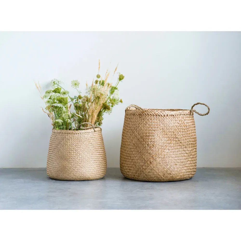 Verena Woven Seagrass Floor Basket Set of 2 - Natural
