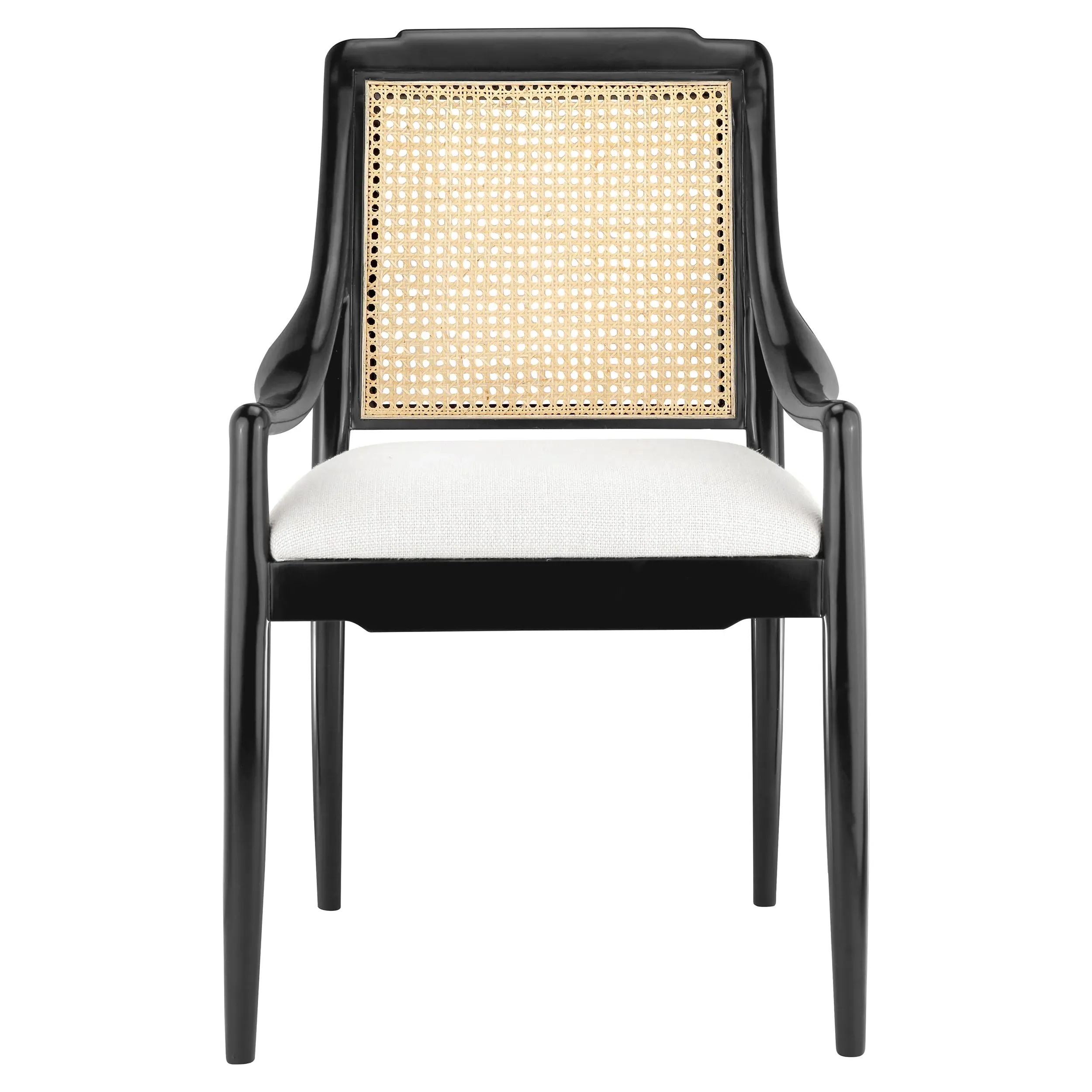 Veronika Woven Cane Dining Arm Chair - Black, Mahogany