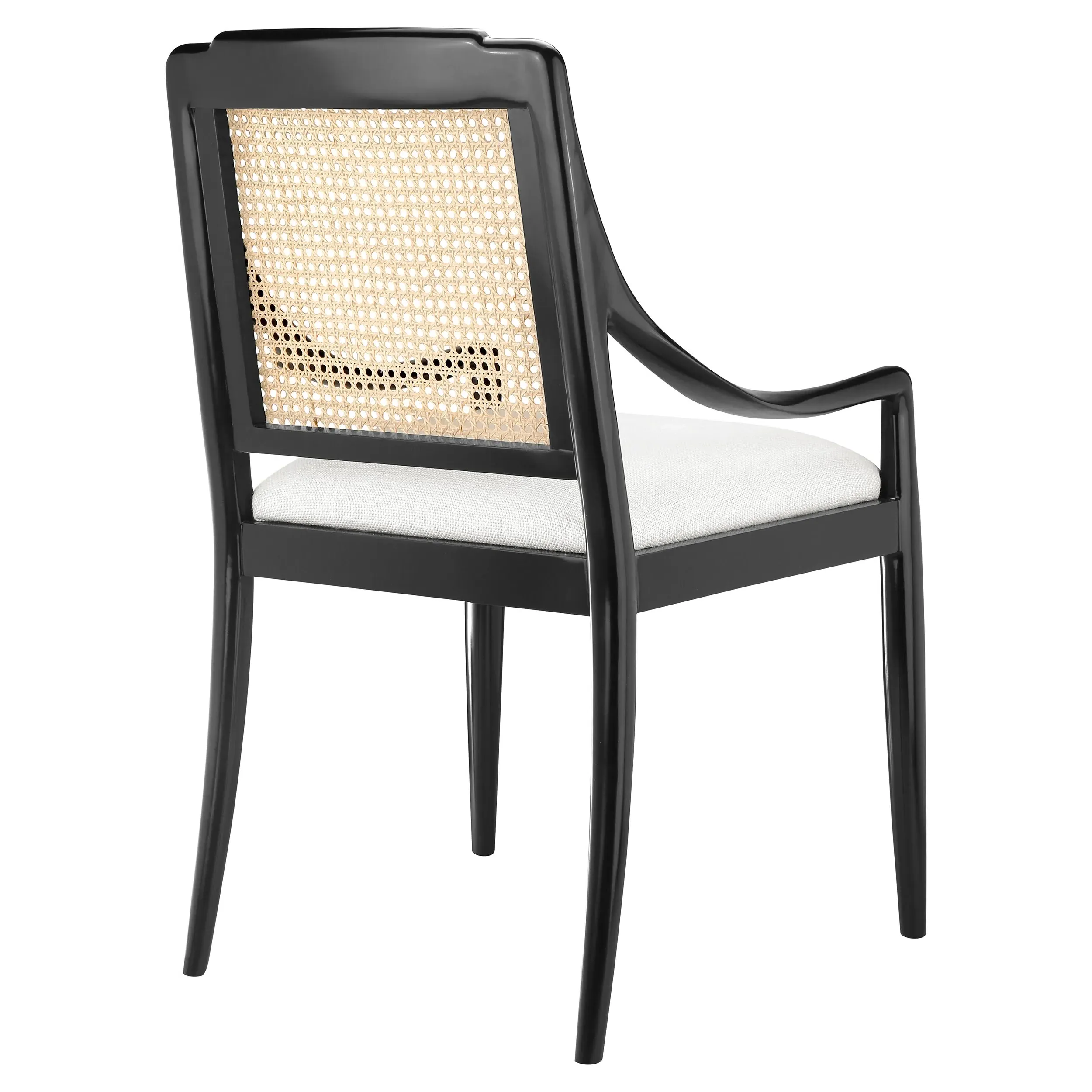 Veronika Woven Cane Dining Arm Chair - Black, Mahogany