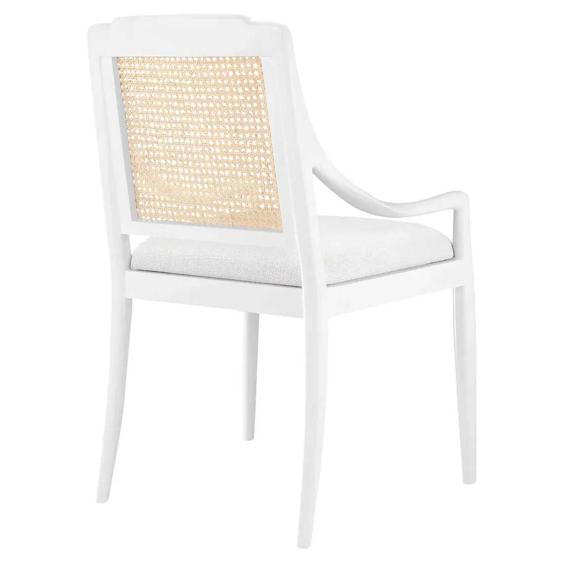 Veronika Woven Cane Dining Arm Chair - White, Mahogany