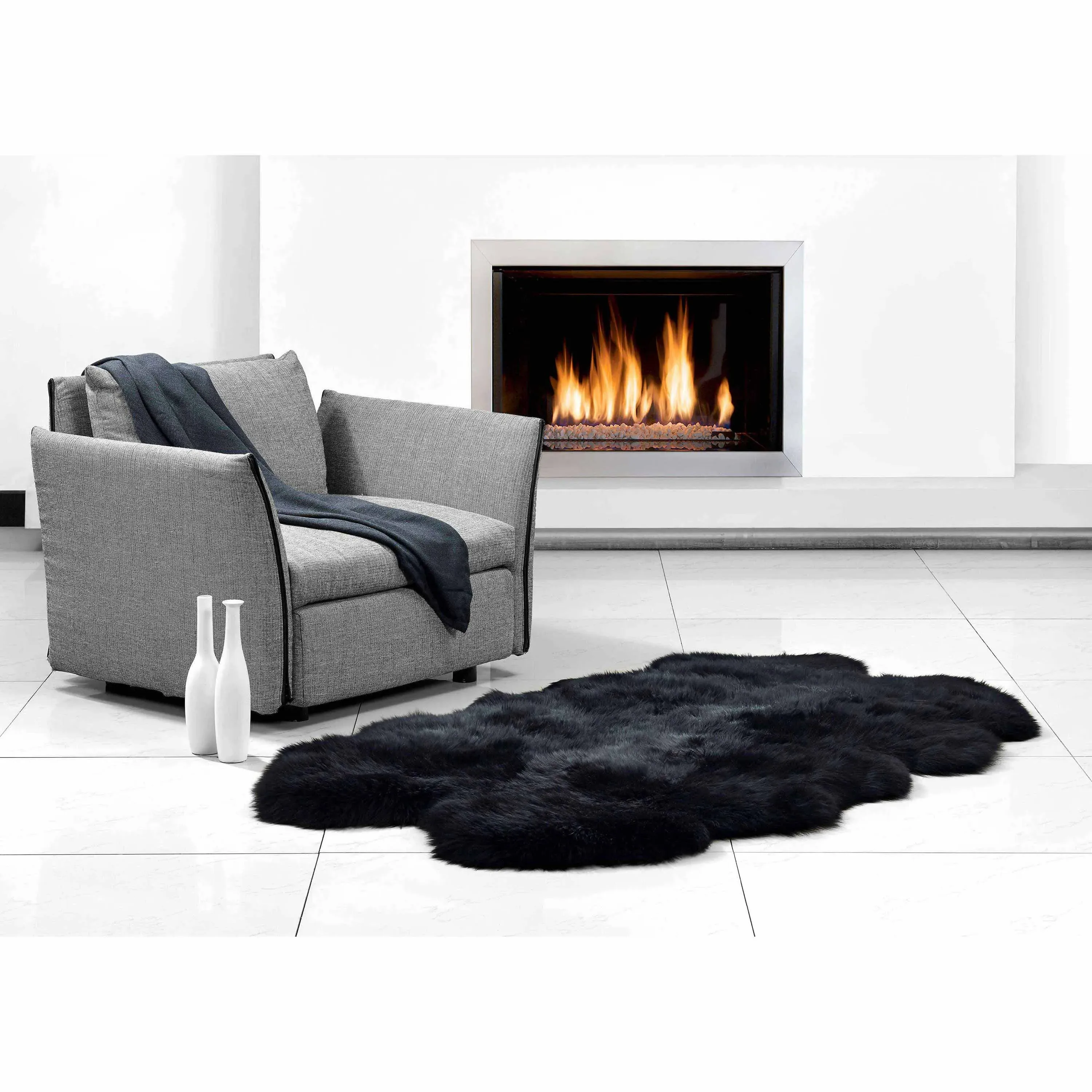Veruca 4 Pelt Sheepskin Rug - Black