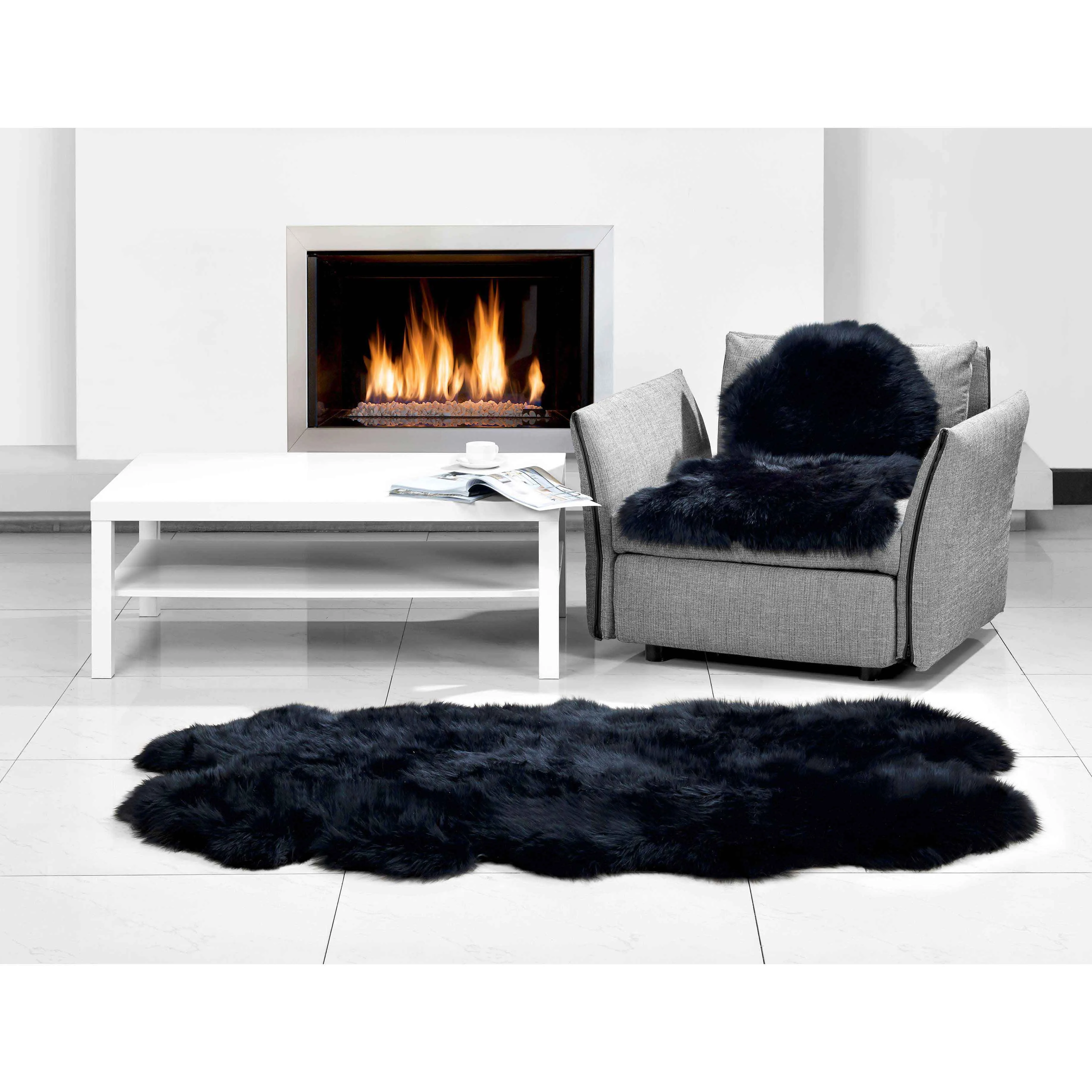Veruca 4 Pelt Sheepskin Rug - Black