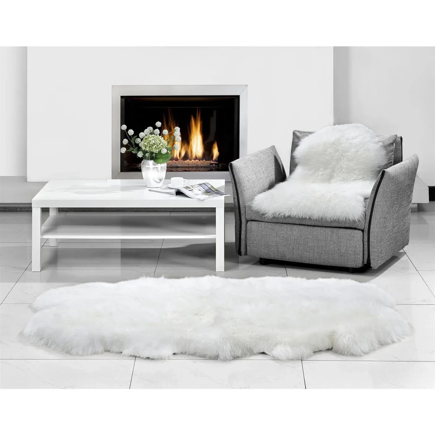 Veruca 4 Pelt Sheepskin Rug - Ivory