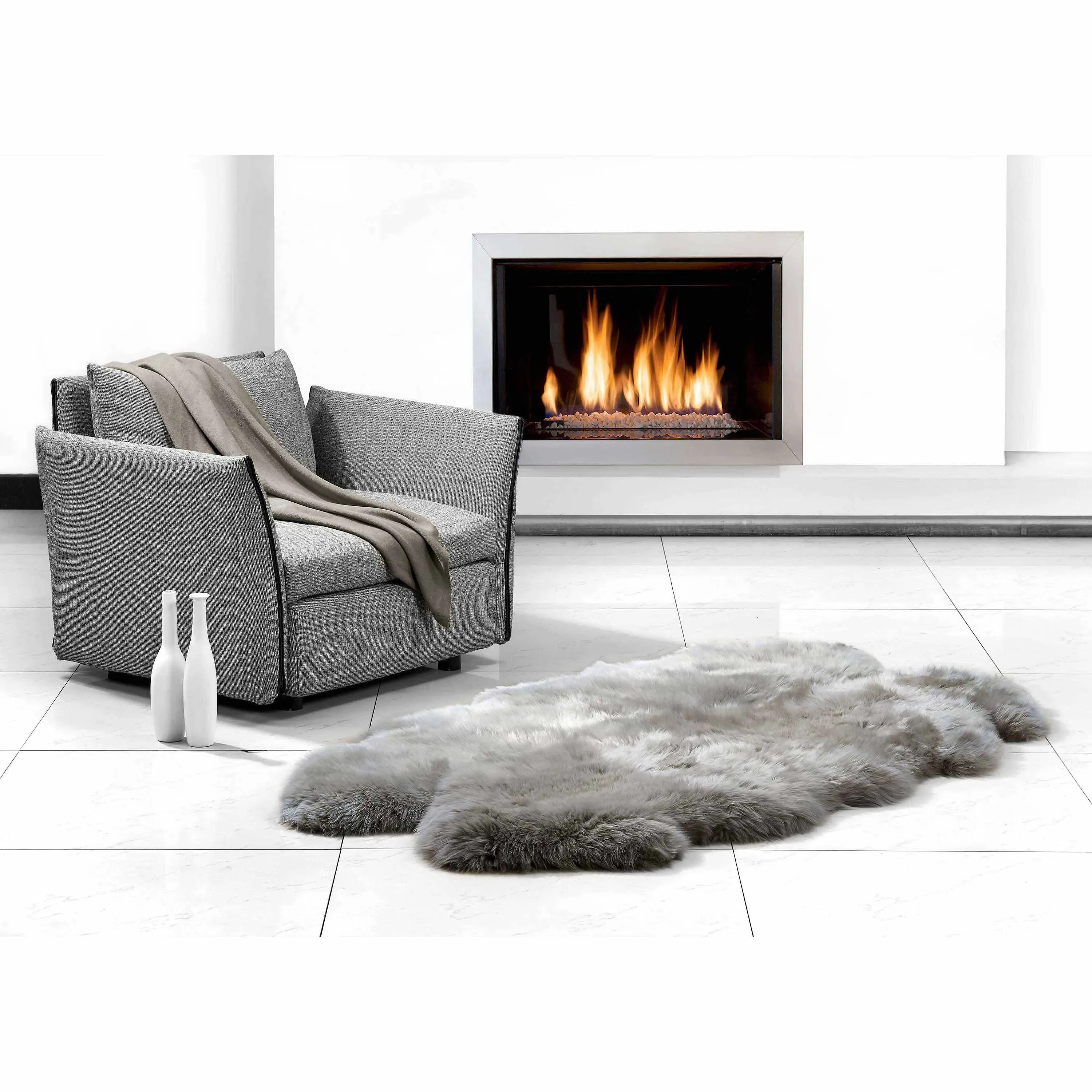 Veruca 4 Pelt Sheepskin Rug - Pebble