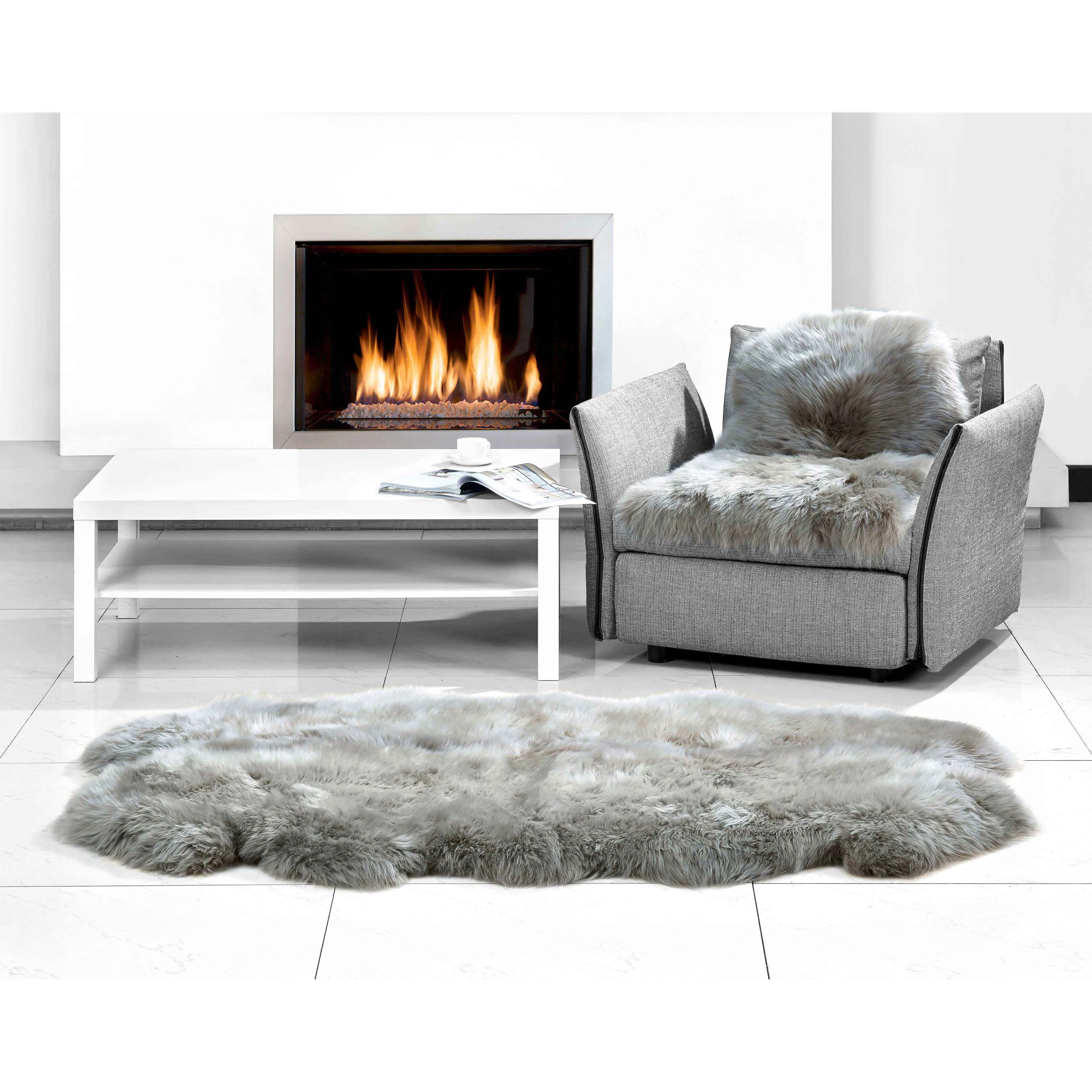 Veruca 4 Pelt Sheepskin Rug - Pebble
