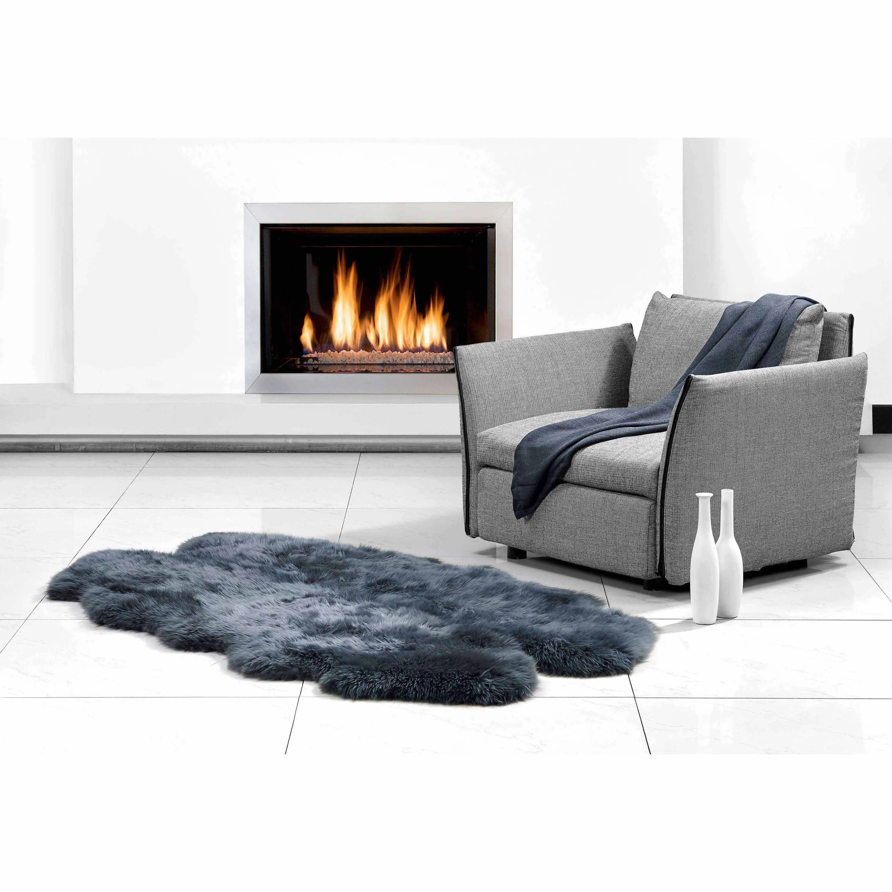 Veruca 4 Pelt Sheepskin Rug - Steel Grey