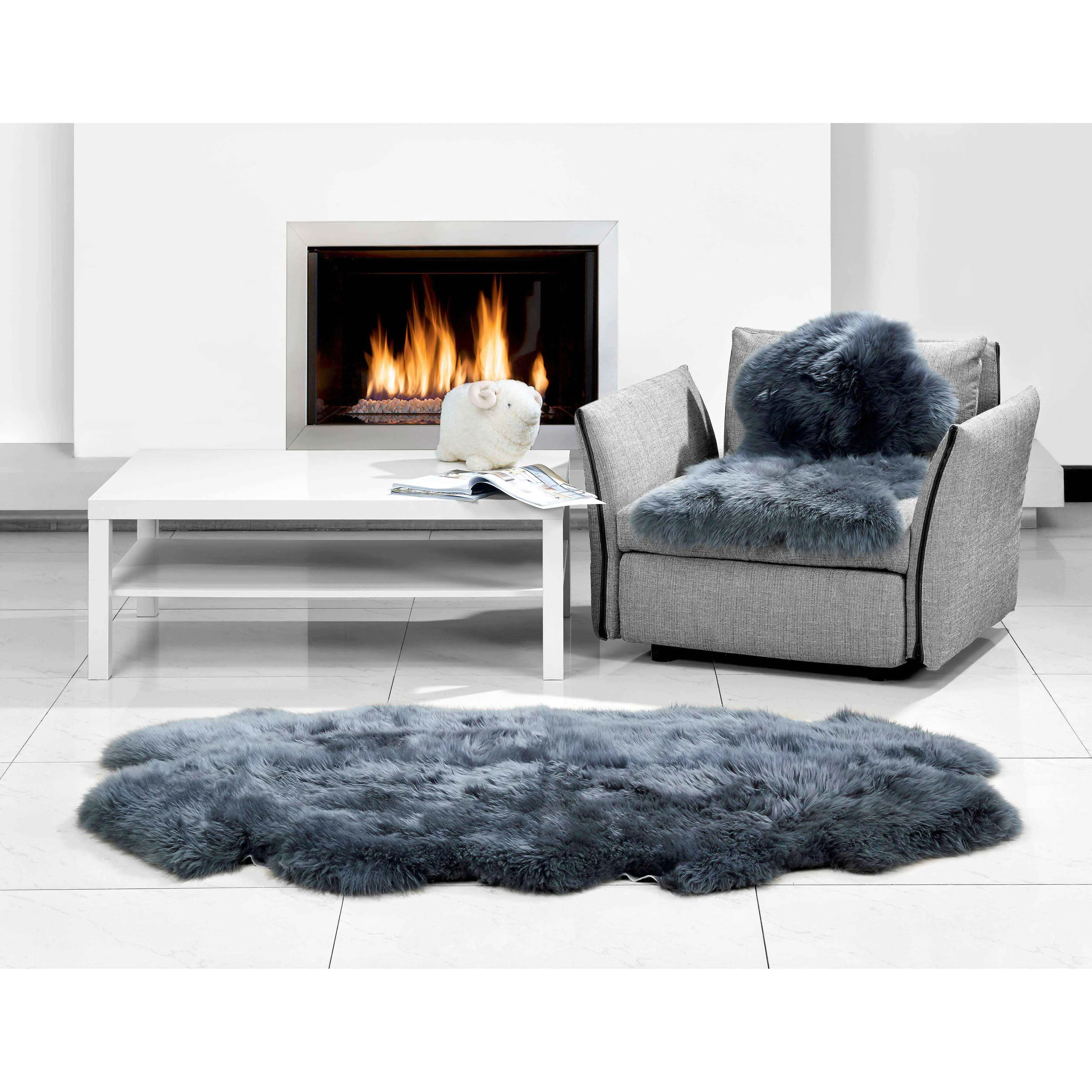 Veruca 4 Pelt Sheepskin Rug - Steel Grey