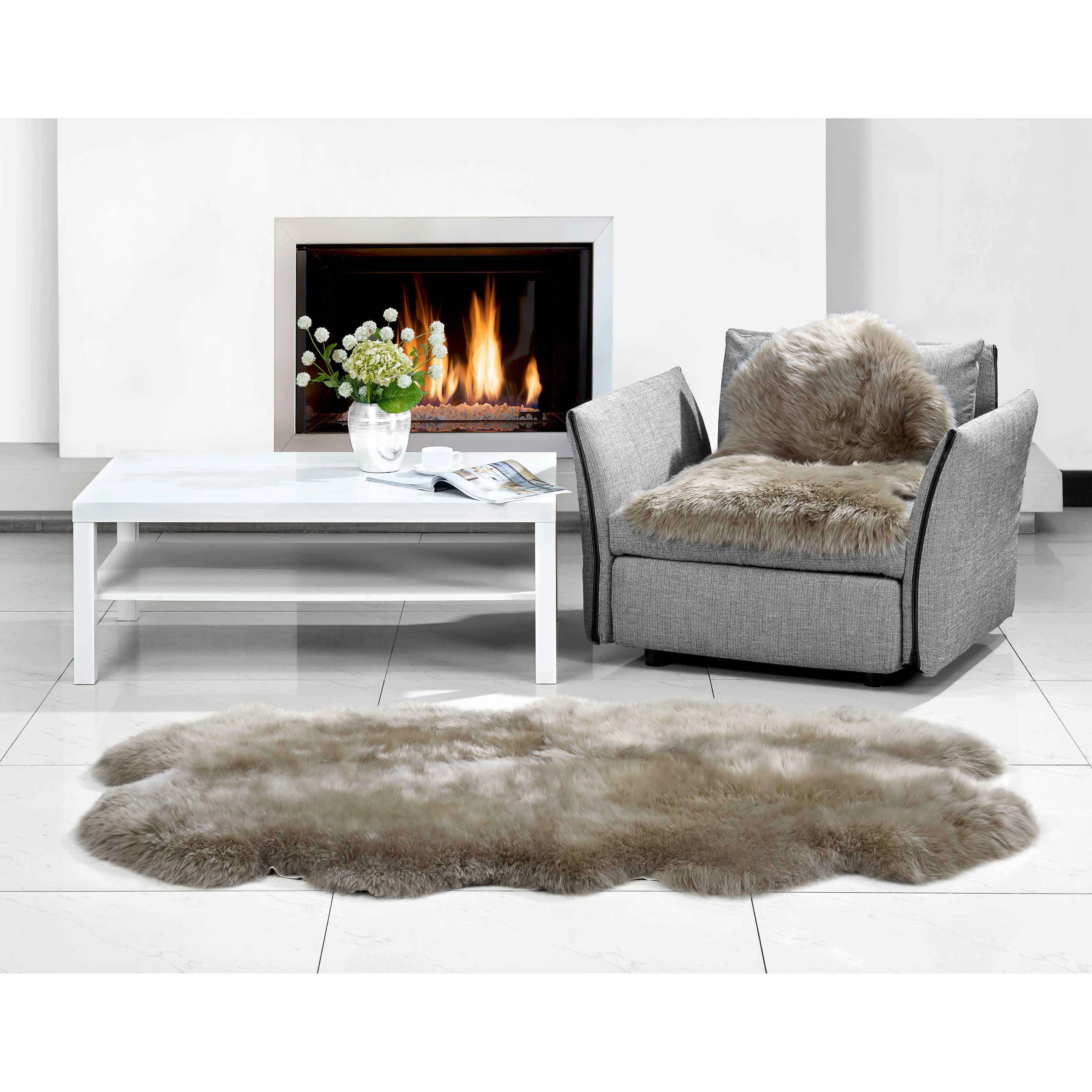 Veruca 4 Pelt Sheepskin Rug - Taupe