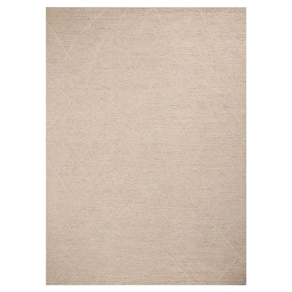 Veylin 4x6 Textured Solid Rug - Ivory, Wool
