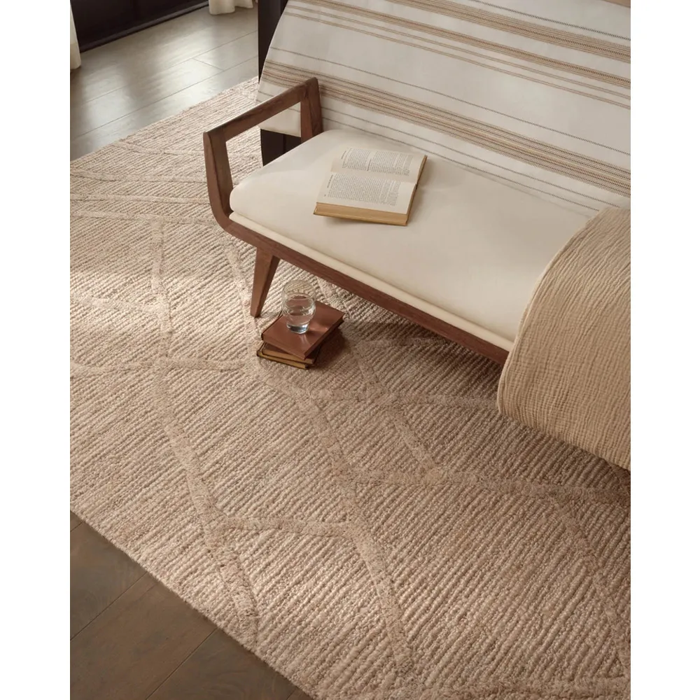 Veylin Sample Textured Solid Rug - Champagne, Wool