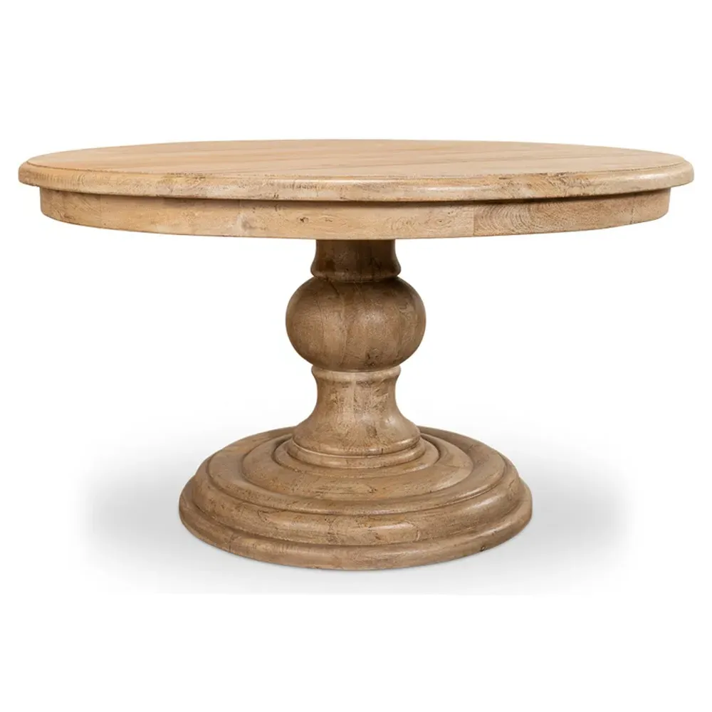 Veyndra Round Pedestal Dining Table - Brown, Mango Wood
