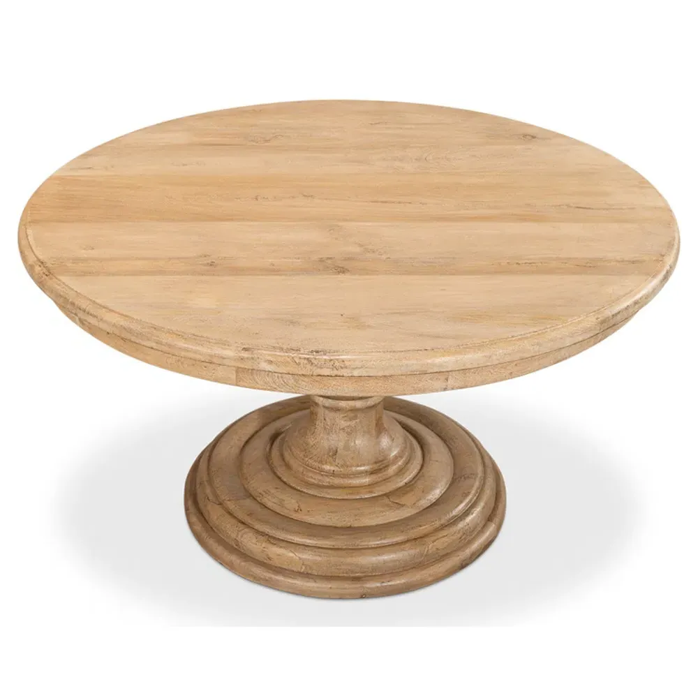 Veyndra Round Pedestal Dining Table - Brown, Mango Wood