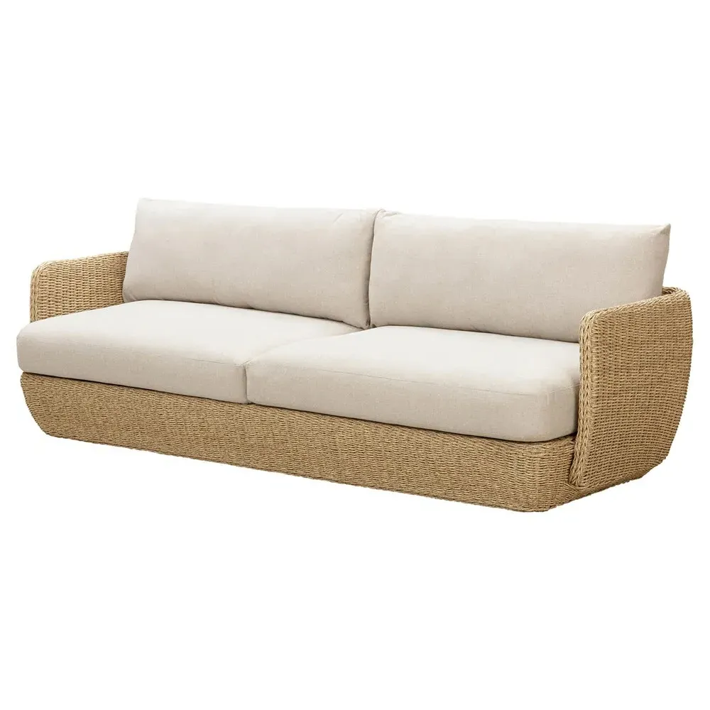 Viana 93" Outdoor Sofa - Beige, Natural Wicker