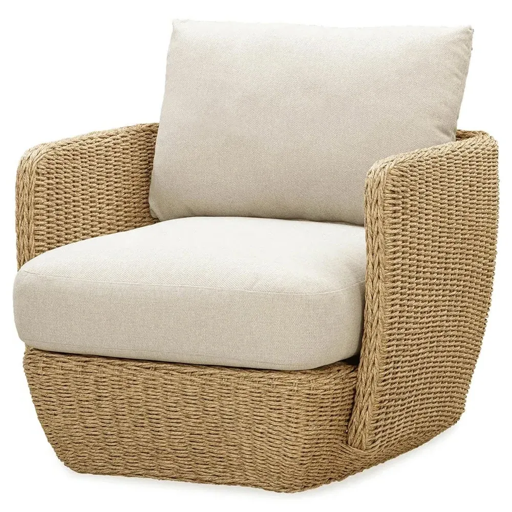 Viana Outdoor Lounge Chair - Beige, Natural Wicker