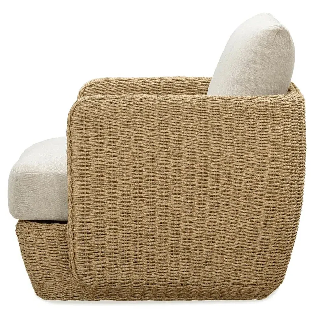 Viana Outdoor Lounge Chair - Beige, Natural Wicker