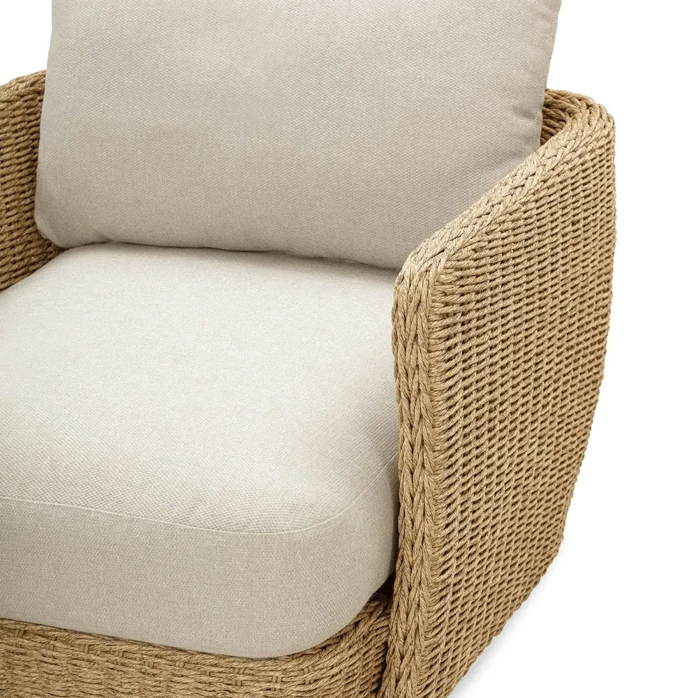 Viana Outdoor Lounge Chair - Beige, Natural Wicker