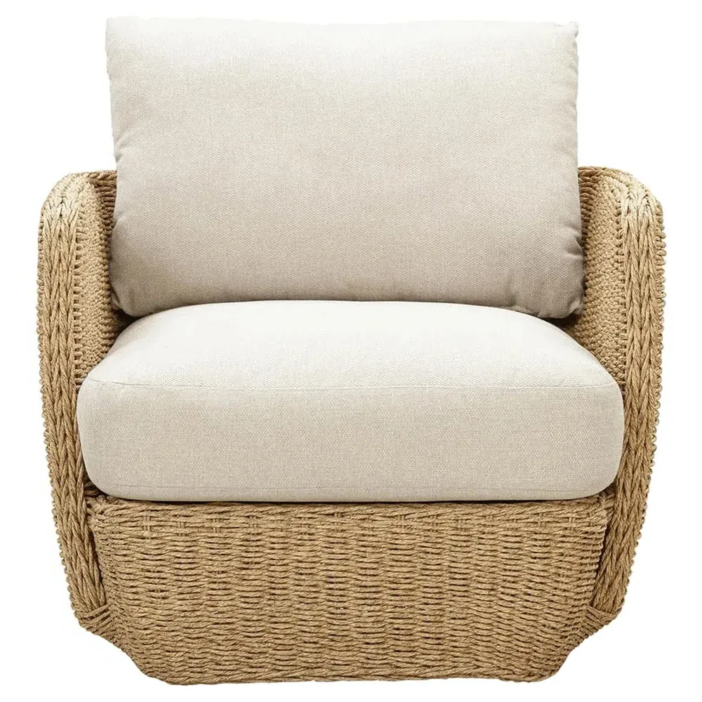 Viana Outdoor Lounge Chair - Beige, Natural Wicker