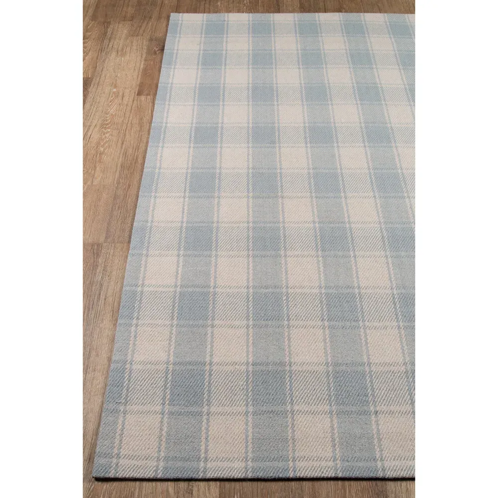 Vianna Plaid Patterned Rug - Light Blue, Wool
