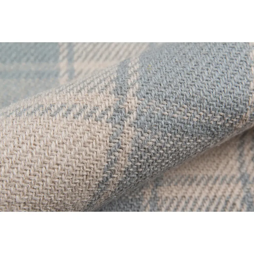 Vianna Plaid Patterned Rug - Light Blue, Wool