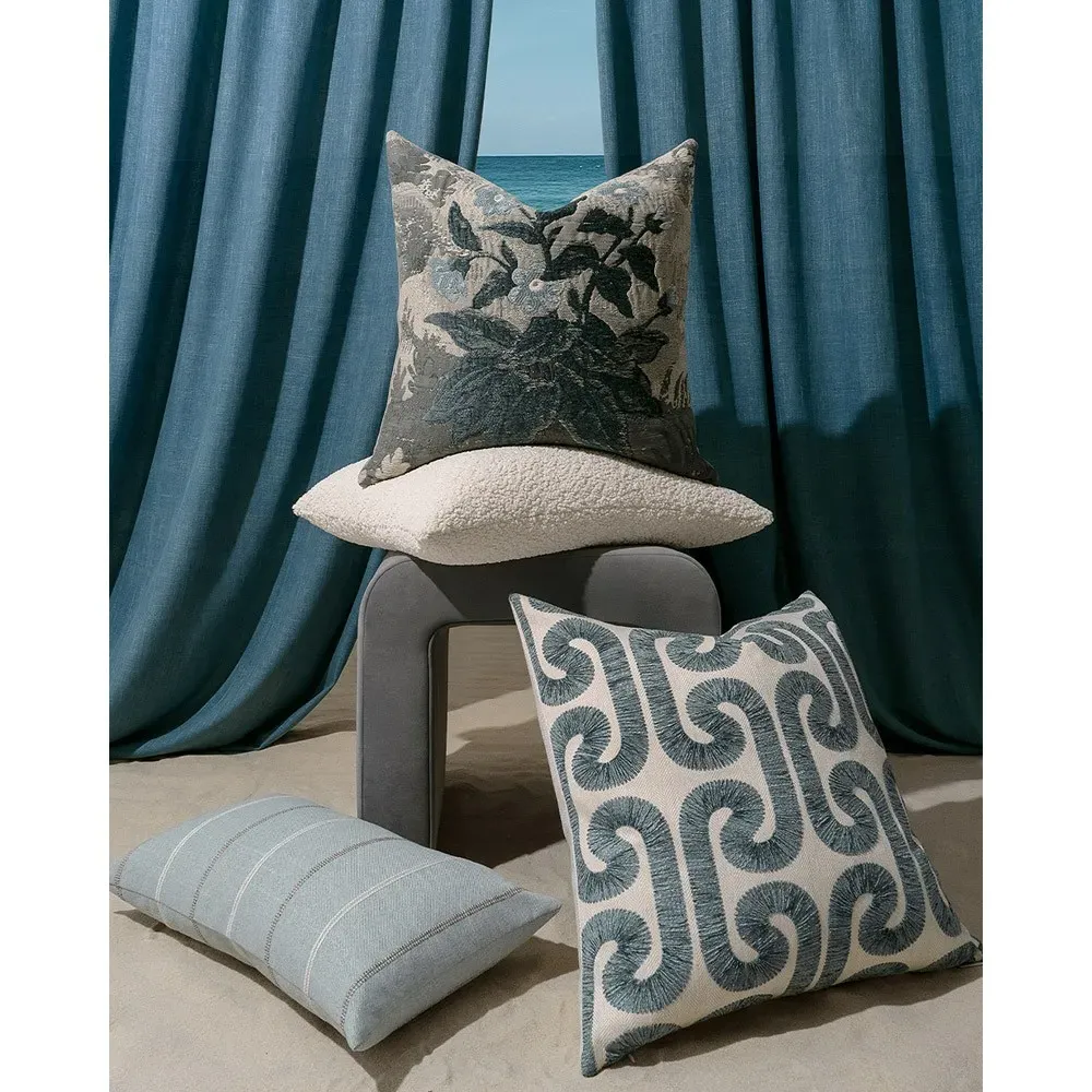 Victoire Baltic Floral Throw Pillow - Teal, Cotton
