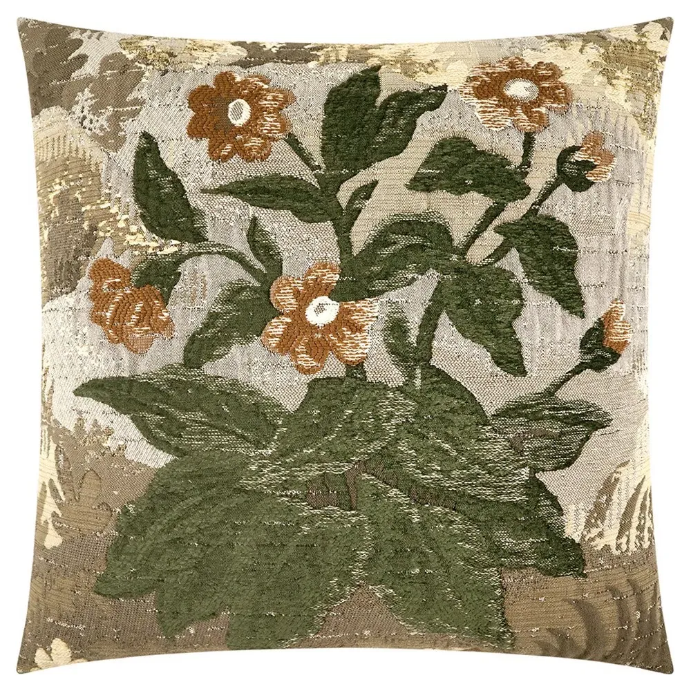 Victoire Pine Floral Throw Pillow - Green, Cotton