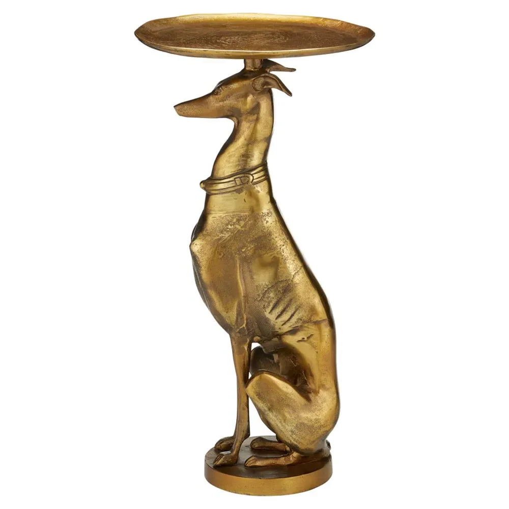 Victor Greyhound Accent Table - Antique Brass, Metal