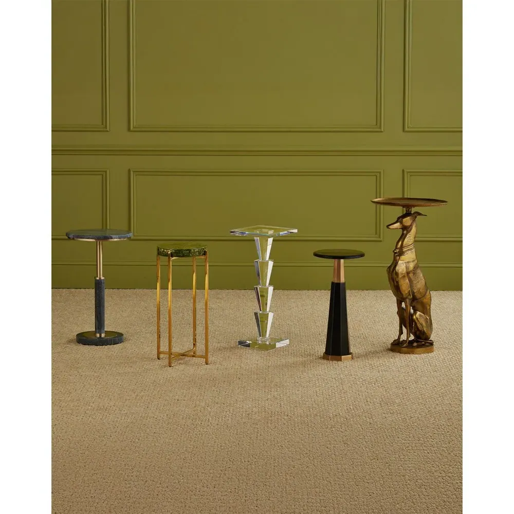 Victor Greyhound Accent Table - Antique Brass, Metal