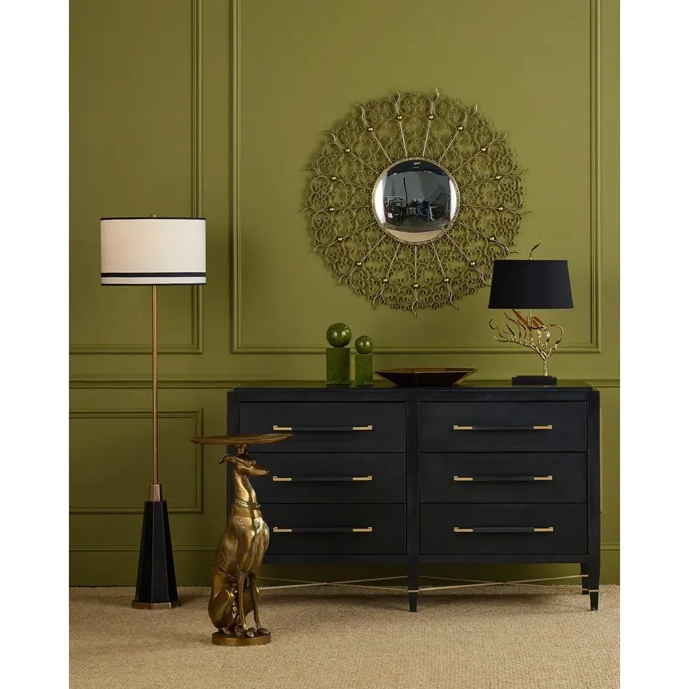 Victor Greyhound Accent Table - Antique Brass, Metal