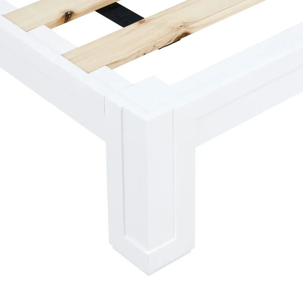 Victoria King Size Bed Frame - White, Grasscloth