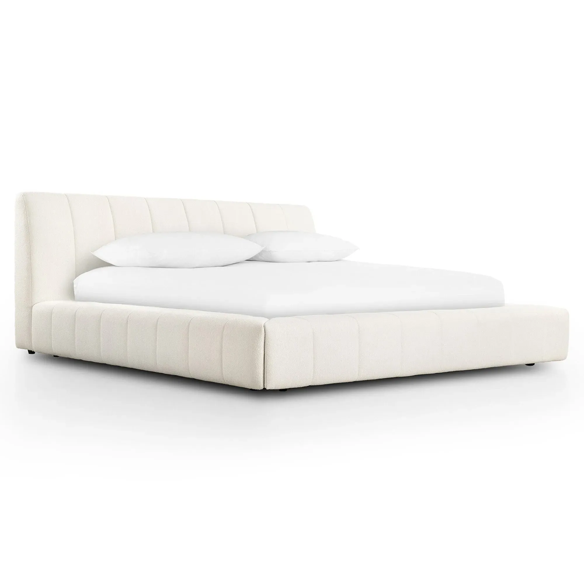 Victoria King Size Tufted Bed - Cream, Boucle