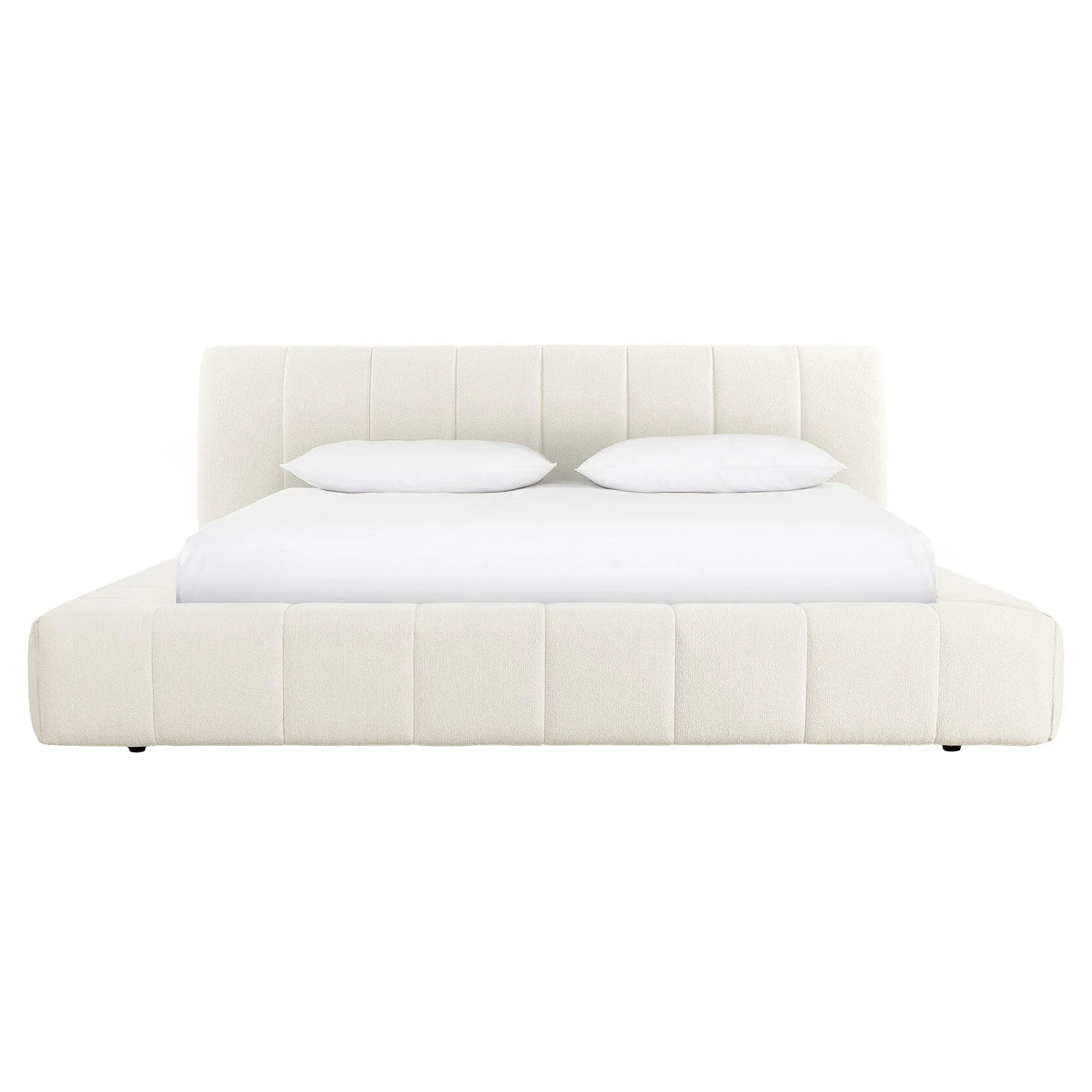 Victoria King Size Tufted Bed - Cream, Boucle