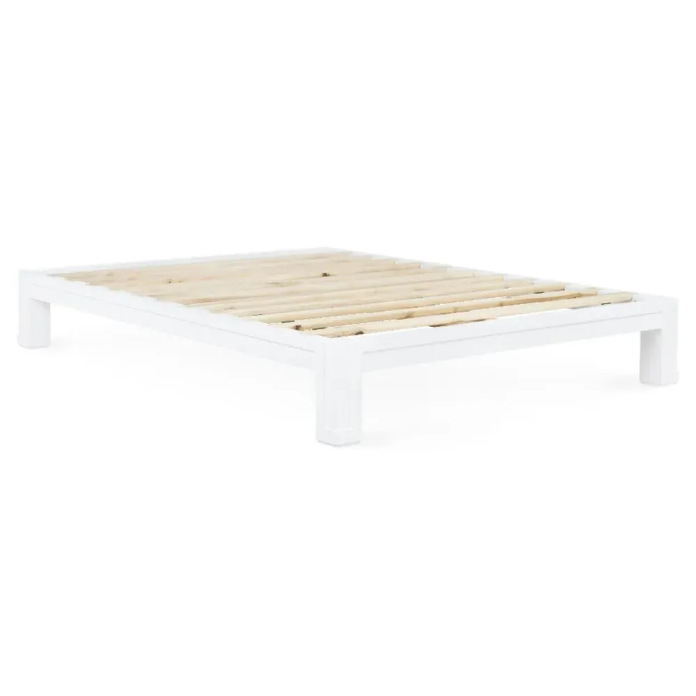 Victoria Queen Size Bed Frame - White, Grasscloth