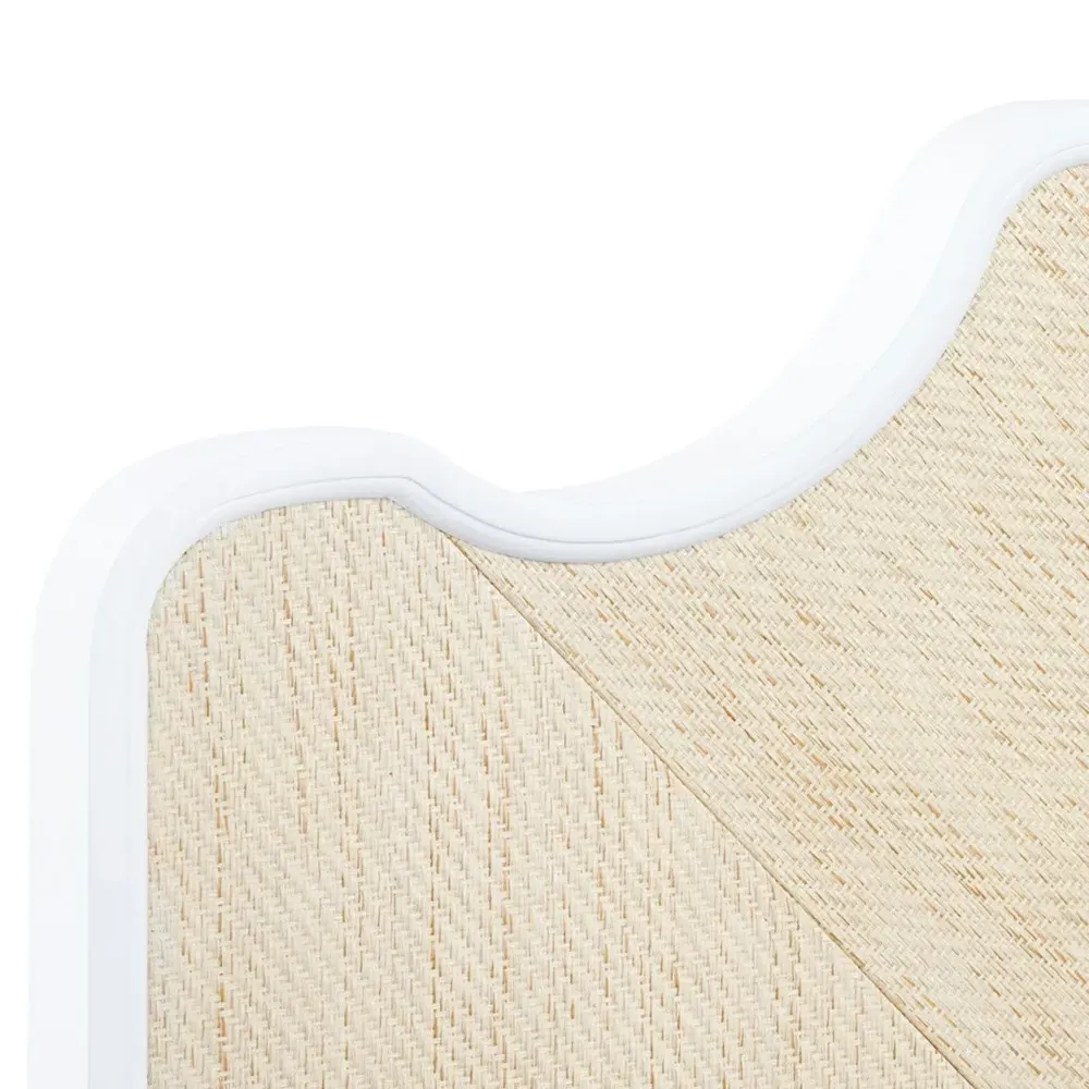 Victoria Queen Size Bed Frame - White, Grasscloth