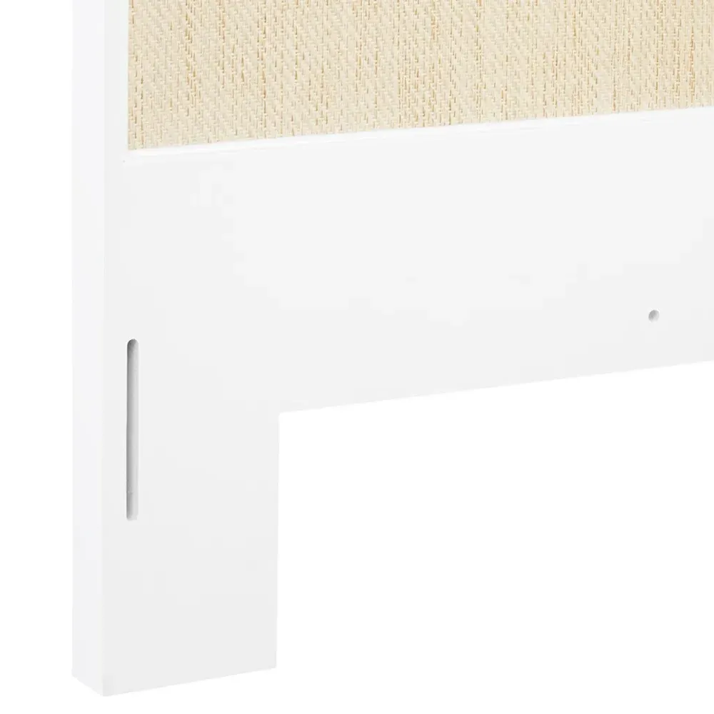 Victoria Queen Size Bed Frame - White, Grasscloth