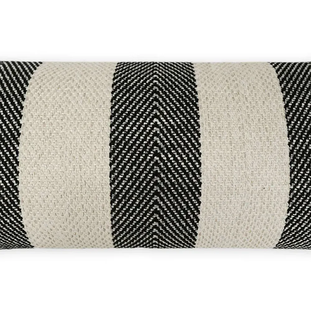 Vida Striped Indoor Outdoor Lumbar Pillow - Black, Polyester