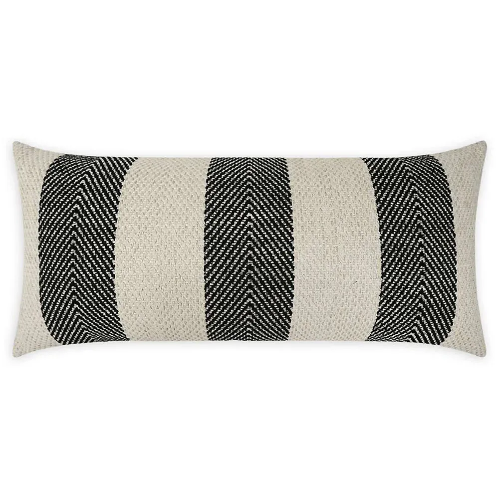 Vida Striped Indoor Outdoor Lumbar Pillow - Black, Polyester