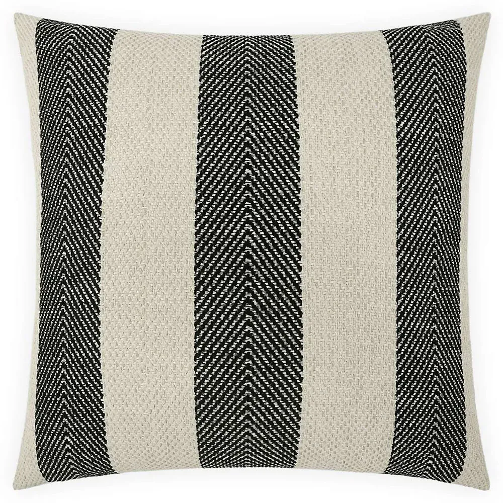 Vida Striped Indoor Outdoor Throw Pillow - Black, Polyester