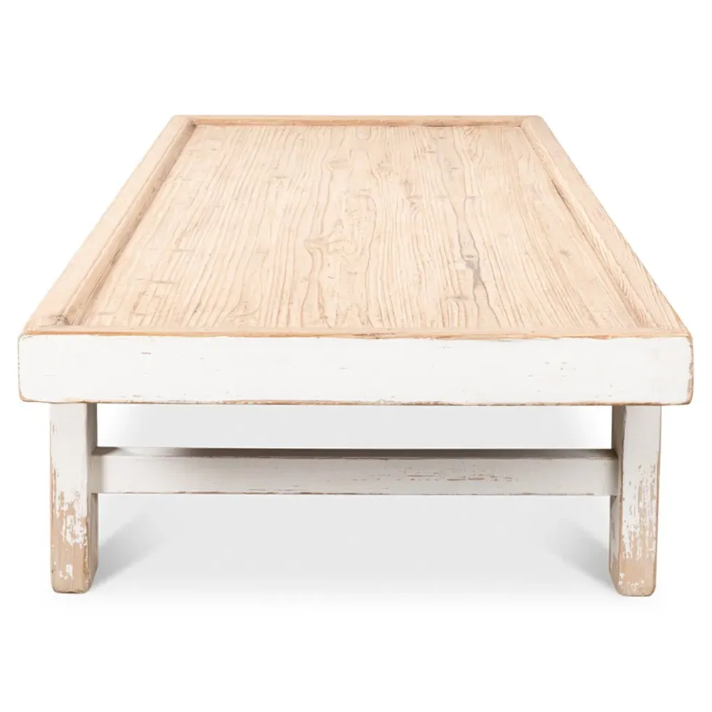 Viel Rectangular Coffee Table - Antique White, Pine Wood