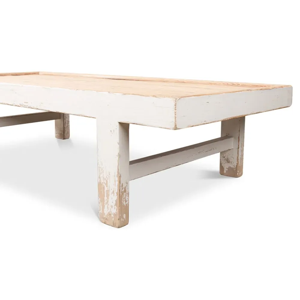 Viel Rectangular Coffee Table - Antique White, Pine Wood