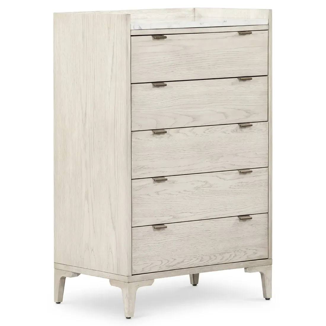 Vienna 5 Drawer Tall Chest Dresser - Beige, Oak