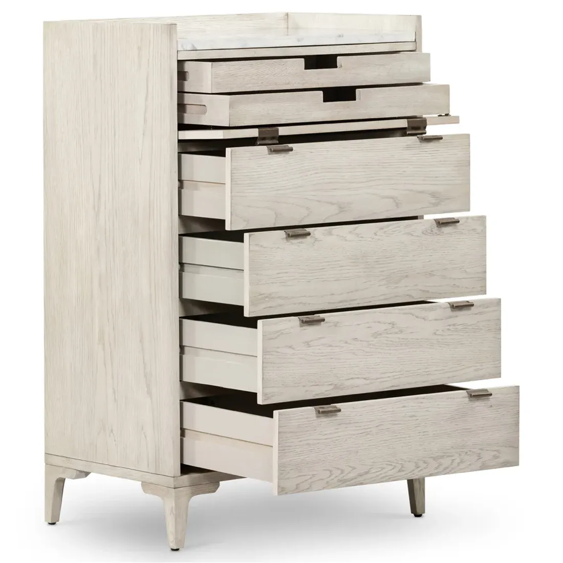 Vienna 5 Drawer Tall Chest Dresser - Beige, Oak