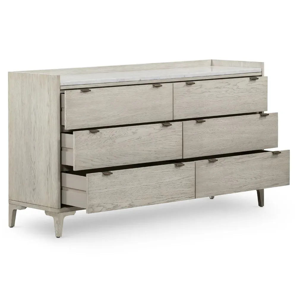 Vienna 6 Drawer Double Dresser - Beige, Oak