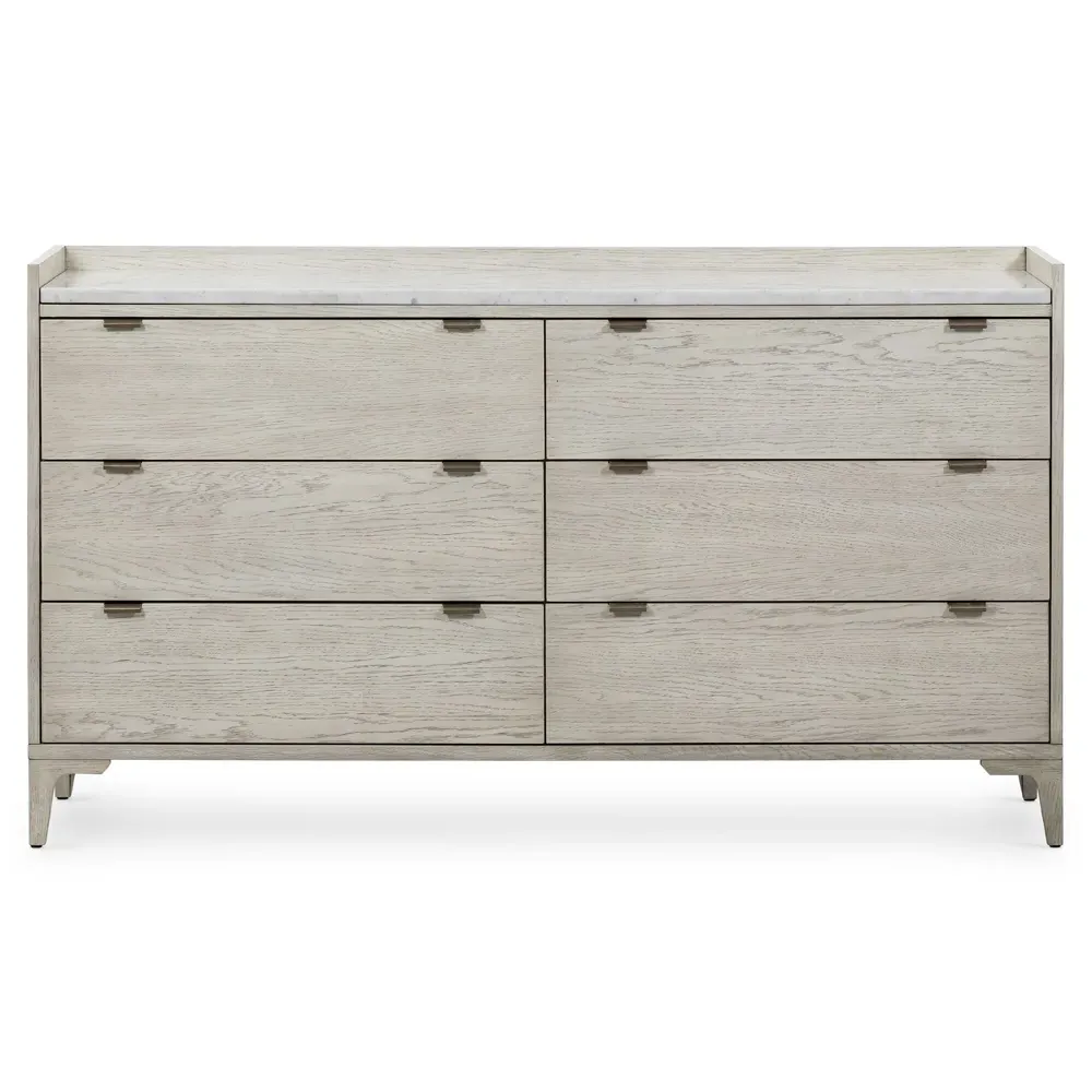 Vienna 6 Drawer Double Dresser - Beige, Oak