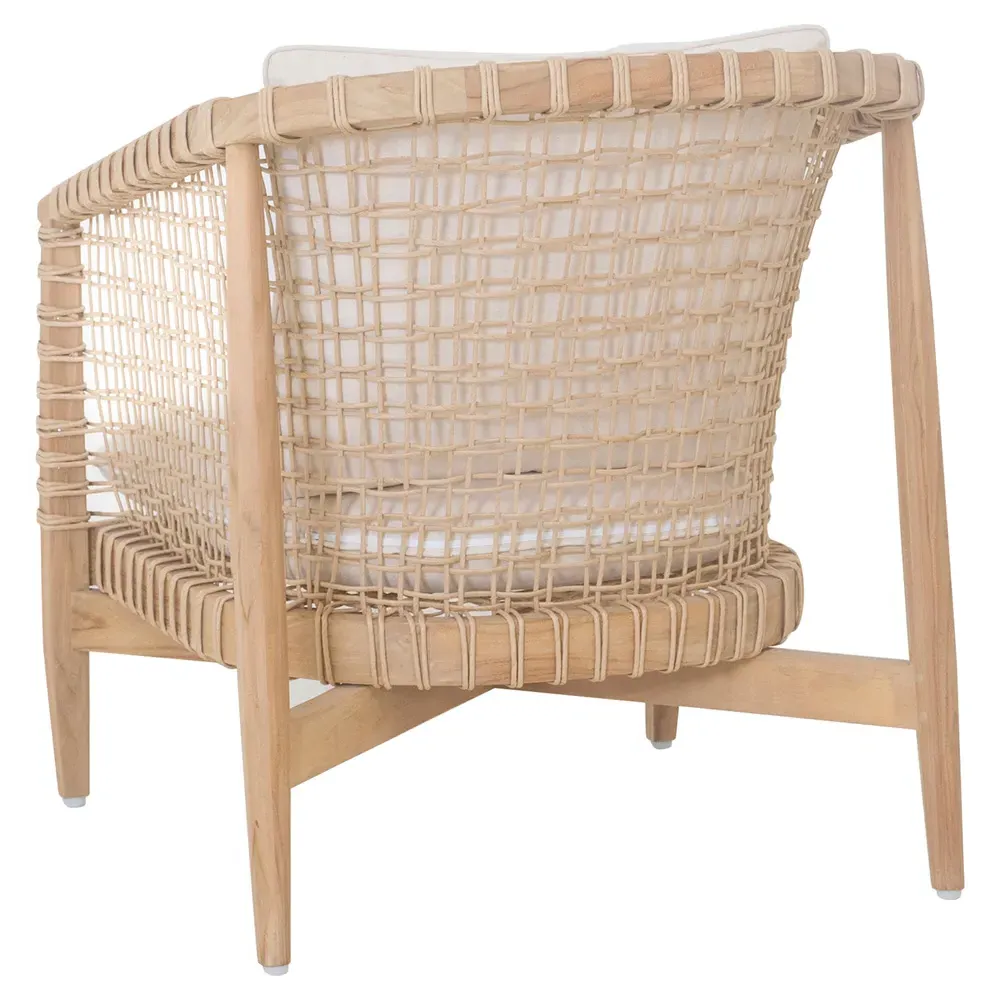 Vilmo Woven Outdoor Arm Chair - Cream, Teak