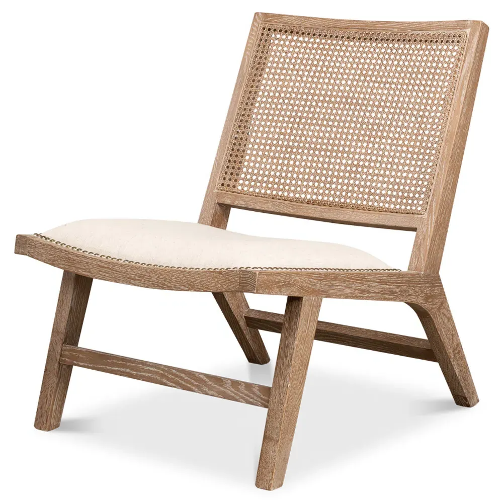 Vincent Coastal Beach Side Chair - Off White, Oak