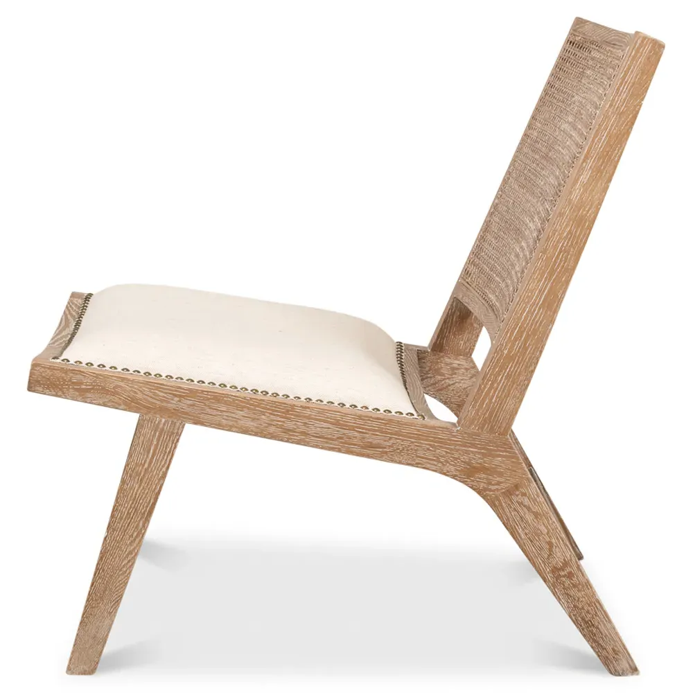 Vincent Coastal Beach Side Chair - Off White, Oak