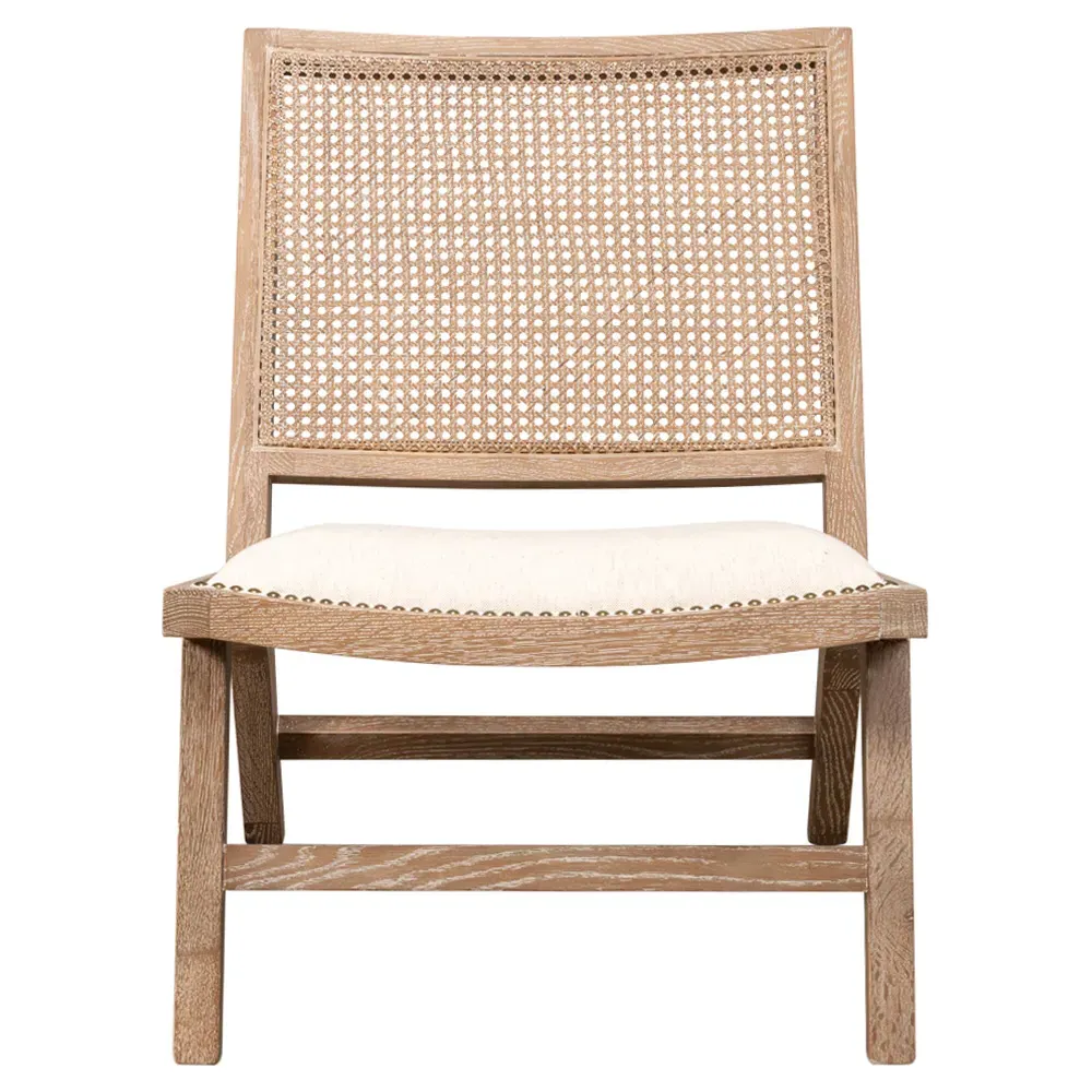 Vincent Coastal Beach Side Chair - Off White, Oak image
